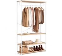 IDMarket - Amplio vestidor B. 100 cm DETROIT diseño industrial madera y metal blanco