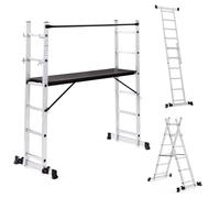 IDMarket - Andamio de aluminio con escalera multifuncional y plataforma modular sobre ruedas, altura 165 cm