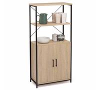 IDMarket - Aparador alto 2 puertas H. 125 cm Detroit con estantes Diseño Industrial