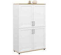 IDMarket - Aparador Alto H. 125 cm VITO 4 Puertas Blanco y Madera