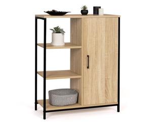 IDMarket - Aparador auxiliar con 3 estantes y armario de 70 cm Detroit Design Industrial