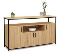 IDMarket - Aparador con 4 puertas 140 cm Detroit con nicho de diseño industrial