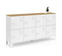IDMarket - Aparador con taquilla de 139 cm Ester 8 puertas de metal blanco placa de madera diseño industrial