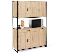 IDMarket - Aparador de cocina (120 cm) DETROIT mueble 6 puertas diseño industrial + cajón