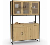 IDMarket - Aparador de cocina esmaltado (120 cm) Detroit mueble vasero 6 puertas diseño industrial + cajón