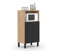 IDMarket - Aparador de cocina para microondas (60 cm, Cina, 1 cajón, 2 puertas, forma de haya y negro