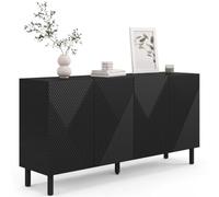 IDMarket - Aparador de láminas geométricas (160 cm, 4 armarios), color negro