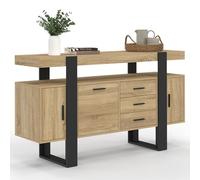 IDMarket - Aparador PHOENIX 140 cm con 3 puertas y 3 cajones en madera y negro
