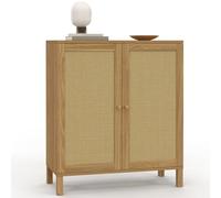 IDMarket - Aparador vintage de 2 puertas HANAE, 70 cm, efecto caña natural