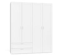 IDMarket - Armario de 4 puertas VITO blanco armario 160 cm con 2 cajones y estantes