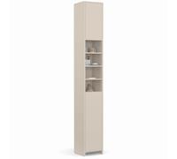 IDMarket - Armario de columna de baño TOMI 2 puertas 4 nichos beige