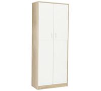 IDMarket - Armario de Oficina 190 cm Multifuncional Maria Madera y Blanco 2 Puertas 4 Estantes