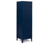 IDMarket - Armario de vestidor Ester puerta de metal azul oscuro diseño industrial