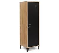 IDMarket - Armario ESTER de madera con puerta de metal negro, diseño industrial