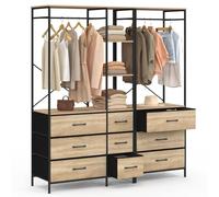 IDMarket - Armario modular L. UTAH XXL 150 cm con 3 estantes y 9 bandejas de tela de madera y negro