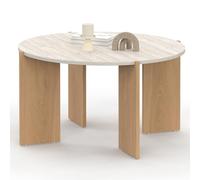 IDMarket ARMONIA Mesa baja redonda 73 cm efecto travertino