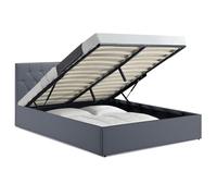 IDMarket Austin - Cama doble con cabecero y somier de 160 x 200 cm, PVC, color gris
