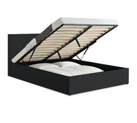 IDMarket Austin - Cama doble con cabecero y somier de 160 x 200 cm, PVC, color negro