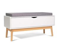 IDMarket - Banco con baúl para entrada de zapatos Leo, madera, color blanco