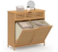 IDMarket BEA - Mueble de almacenamiento para cuarto de baño, 2 cestas de lavandería extraíbles, 1 cajón, tejido crudo
