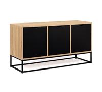 IDMarket Boston Design Industrial - Aparador bajo (3 Puertas Negras, 113 cm), Color Negro