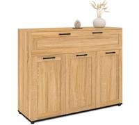 IDMarket - Bufé 100 cm VITO 3 puertas y 1 cajón estilo haya con tiradores negros