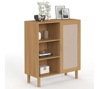 IDMarket - Buffet auxiliar con 3 estantes y armario de 70 cm Robin madera y efecto lino