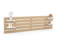 IDMarket - Cabecero colgante de 5 láminas grandes Nina 240 cm, madera clara y estantes blancos