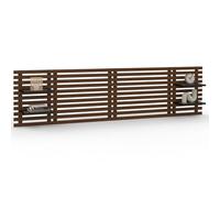 IDMarket - Cabecero de cama colgante AVA (240 cm, madera envejecida y estantes negros)