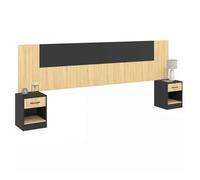 IDMarket - Cabecero de cama con patas con mesita de noche modular SAPA para cama 140, 160 o 180 cm, madera y negro