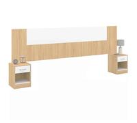 IDMarket - Cabecero de cama con patas con mesita de noche modular SAPA para cama 140, 160 o 180 cm, madera y blanco
