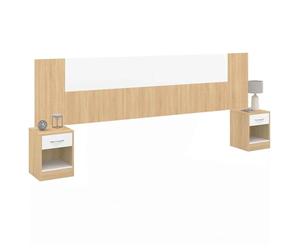 IDMarket - Cabecero de cama con patas con mesita de noche modular SAPA para cama 140, 160 o 180 cm, madera y blanco