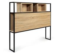 IDMarket - Cabecero de cama con pie Detroit 145 cm, madera y metal, color negro