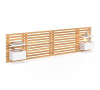 IDMarket - Cabecero de lamas AVA con mesillas colgantes 240 CM madera clara y blanco