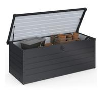 IDMarket - Caja de almacenamiento, metal, con cerradura, gris antracita, para jardín, 600 l, 165 x 70 x 63 cm