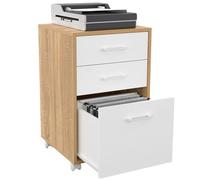 IDMarket - Caja de escritorio JON soporte para impresora 3 cajones blanco y madera