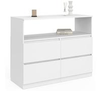 IDMarket - Cajonera 4 cajones TOMI 100 cm con hueco de madera blanca