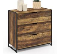 IDMarket - Cajonera con 3 cajones Hawkins 80 cm, madera oscura, diseño industrial