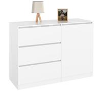 IDMarket - Cajonera con 3 cajones y 1 puerta TOMI 110 cm, madera blanca