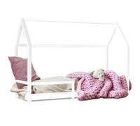 IDMarket - Cama cabaña infantil 90 x 190 cm, color blanco con somier y barreras