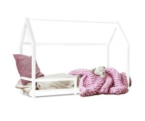IDMarket - Cama cabaña infantil 90 x 190 cm, color blanco con somier y barreras