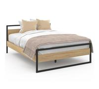 IDMarket - Cama Doble Detroit con somier de 140 x 190 cm, Efecto Madera y Metal, Color Negro