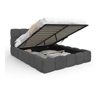 IDMarket - Cama doble Nuage con cabecero acolchado y somier de láminas de 140 x 190 cm terciopelo gris