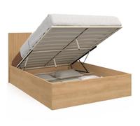 IDMarket - Cama doble Seaside 140 x 190 cm, efecto lamas y madera | Con cabecero de cama Julieta y somier
