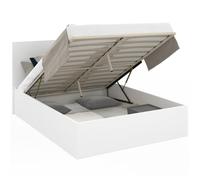 IDMarket - Cama doble Seaside con cabecera y somier de 140 x 190 cm, color blanco