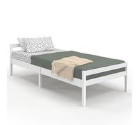 IDMarket - Cama individual Harper 90x190 cm con somier de madera, color blanco