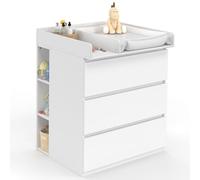 IDMarket - Cambiador Ambre blanco con 3 cajones y 2 estantes extraíbles