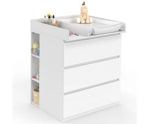 IDMarket - Cambiador Ambre blanco con 3 cajones y 2 estantes extraíbles