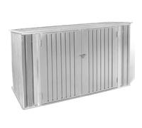 IDMarket - Caseta de jardín de metal, color gris claro, con cerradura, con múltiples opciones de almacenamiento para bicicletas, herramientas y cubos de basura