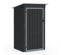 IDMarket - Caseta de jardín gris de acero galvanizado 100 x 95 x 160 cm con techo inclinado 1 puerta